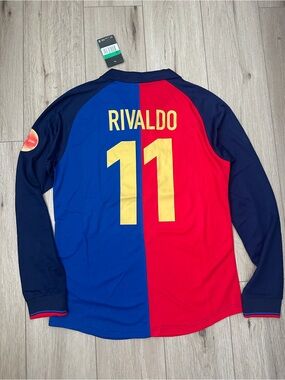 Rivaldo Barcelona Retro Jersey 1999 Long Sleeve
